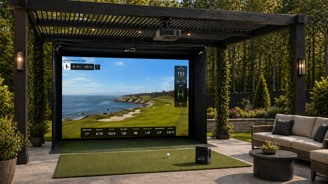 pebble beach on outdoor golf simulator