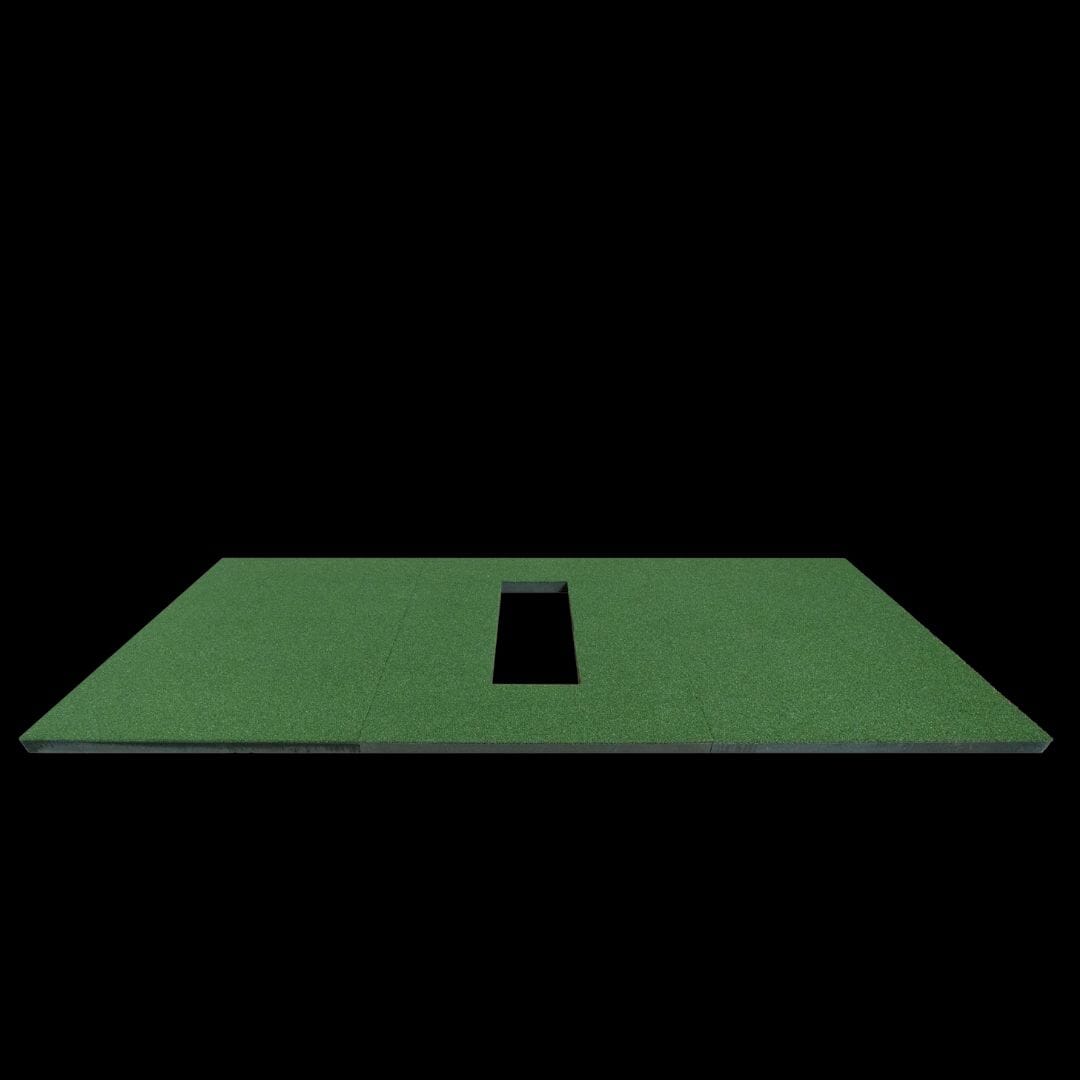 Cabana Golf 4x10 rear mat extension top-down centered view for golf simulator setup