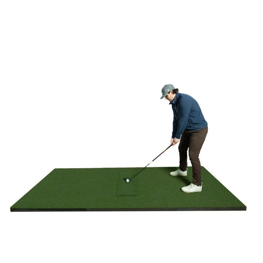 Cabana Golf 4x10 rear mat extension top-down centered view for golf simulator setup