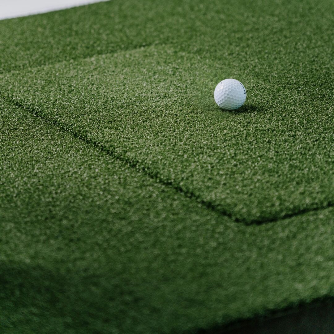 Cabana Golf SuperSofty practice ball on tee for golf simulator use