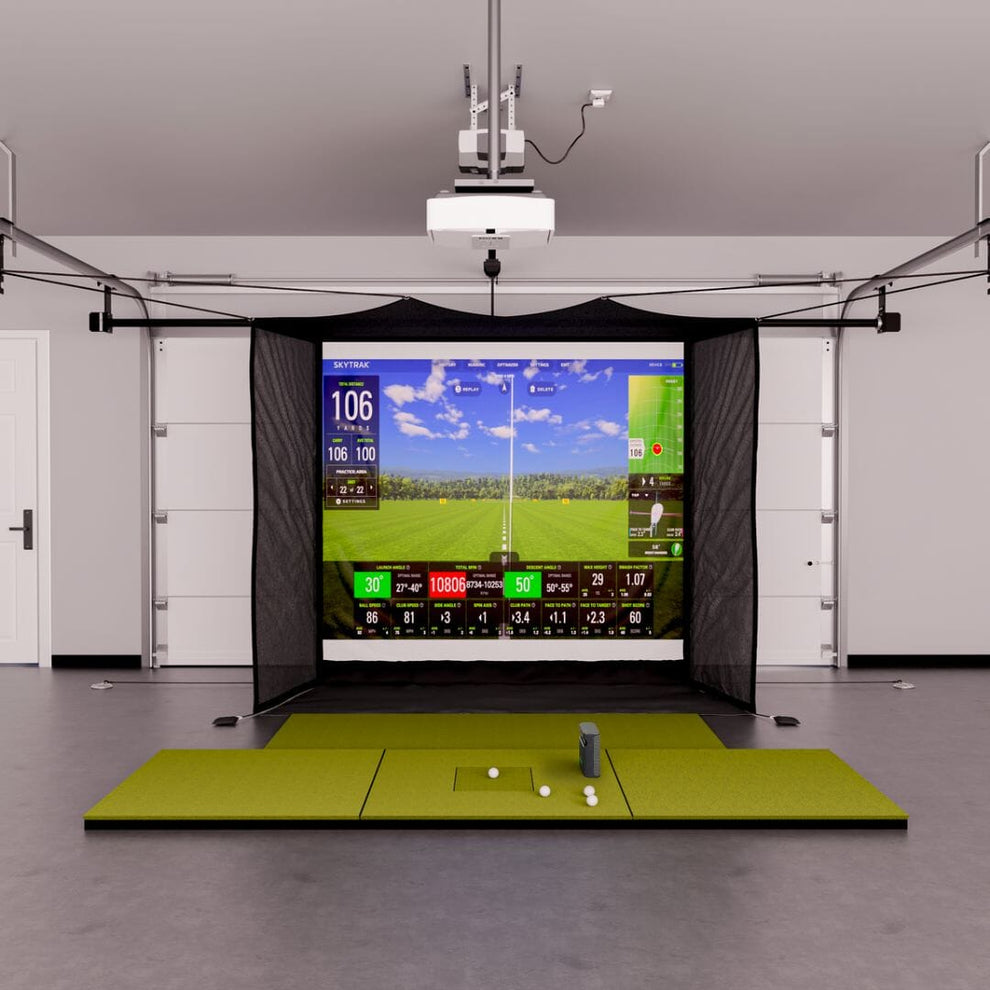 SkyTrak MAX Garage Retractable Golf Simulator Package – Cabana Golf